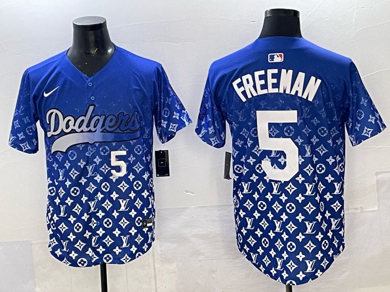 Men Los Angeles Dodgers 5 Freeman Blue Nike 2025 MLB jersey 06